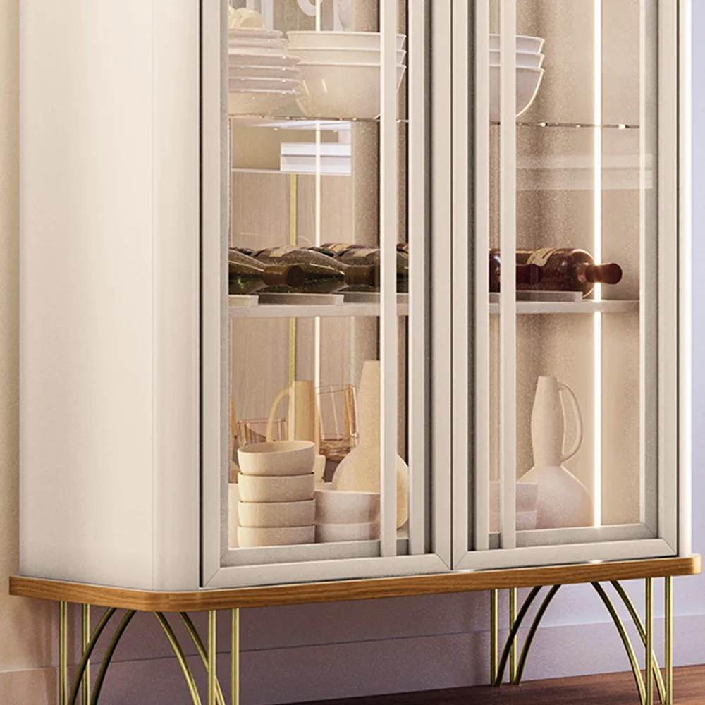 Conjunto 1 Cristaleira 2 Buffets e 1 Mesa de Centro Évora/Saluti/Benvenuto/Cadenza Off White/Cinamomo G26 - HB Móveis