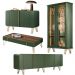 Conjunto 1 Cristaleira 2 Buffets e 1 Mesa de Centro Texas/Virginia/Bambino/Rennes Verde Pistache/Castanho G26 - Gran Belo