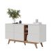Conjunto 1 Cristaleira e 1 Buffet Decorativo Sala de Jantar Sancho pés em madeira Off White G73 - Gran Belo