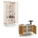 Conjunto 1 Cristaleira e 1 Buffet Decorativo Texas/Bambino Off White/Cinamomo G26 - Gran Belo 