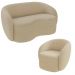 Conjunto 1 Sofá Living 160cm e 1 Poltrona Decorativa Sala de Estar Íbis Encosto Fixo Bouclê  Bege G33 - Gran Belo