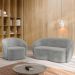 Conjunto 1 Sofá Living 160cm e 1 Poltrona Decorativa Sala de Estar Íbis Encosto Fixo Veludo Cinza G33 - Gran Belo