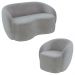 Conjunto 1 Sofá Living 160cm e 1 Poltrona Decorativa Sala de Estar Íbis Encosto Fixo Veludo Cinza G33 - Gran Belo