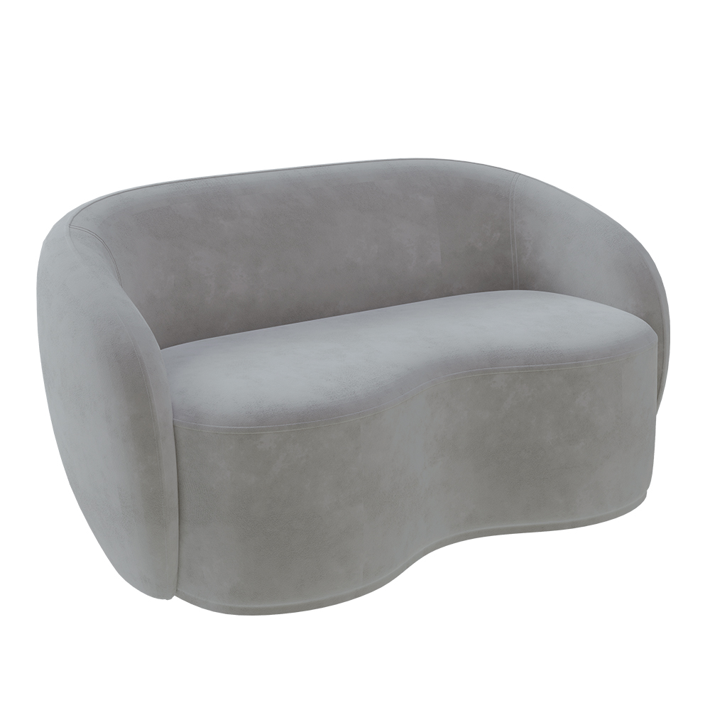 Conjunto 1 Sofá Living 160cm e 1 Poltrona Decorativa Sala de Estar Íbis Encosto Fixo Veludo Cinza G33 - Gran Belo