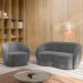Conjunto 1 Sofá Living 160cm e 1 Poltrona Decorativa Sala de Estar Íbis Encosto Fixo Veludo Grafite G33 - Gran Belo