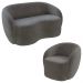 Conjunto 1 Sofá Living 160cm e 1 Poltrona Decorativa Sala de Estar Íbis Encosto Fixo Veludo Grafite G33 - Gran Belo