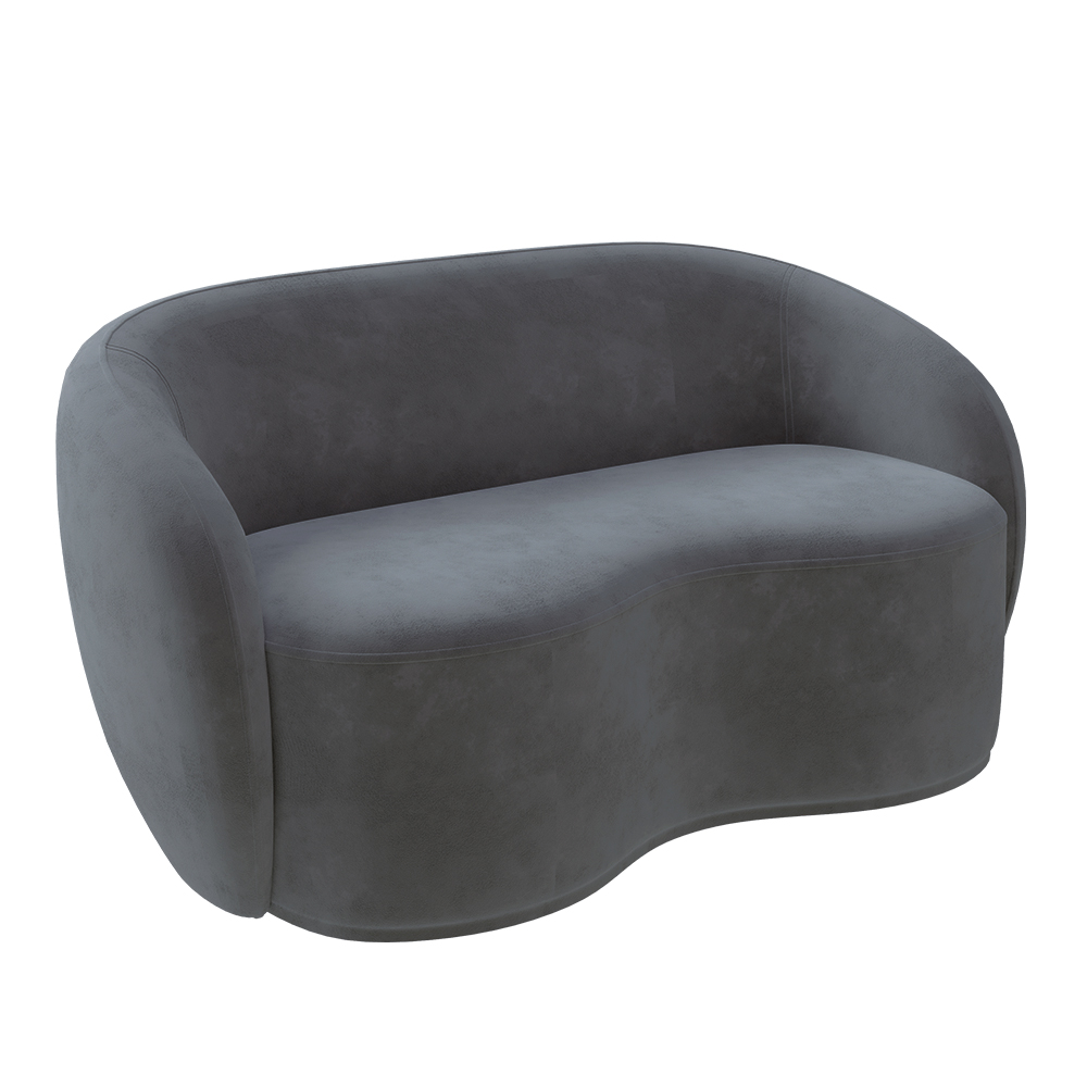 Conjunto 1 Sofá Living 160cm e 1 Poltrona Decorativa Sala de Estar Íbis Encosto Fixo Veludo Grafite G33 - Gran Belo