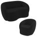 Conjunto 1 Sofá Living 160cm e 1 Poltrona Decorativa Sala de Estar Íbis Encosto Fixo Veludo Preto G33 - Gran Belo