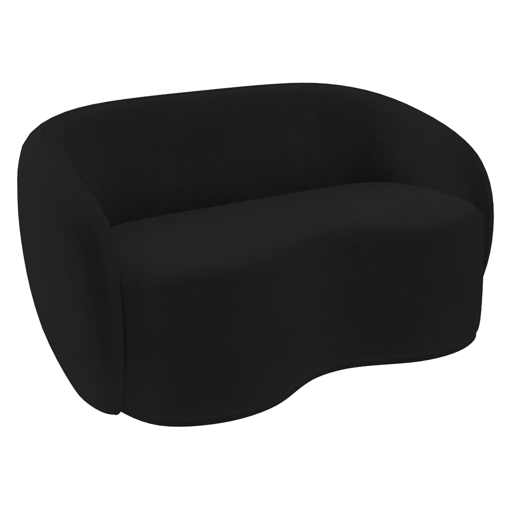 Conjunto 1 Sofá Living 160cm e 1 Poltrona Decorativa Sala de Estar Íbis Encosto Fixo Veludo Preto G33 - Gran Belo