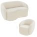 Conjunto 1 Sofá Living 180cm e 1 Poltrona Decorativa Sala de Estar Íbis Encosto Fixo Bouclê Off White G33 - Gran Belo