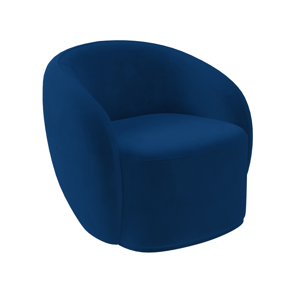 Conjunto 1 Sofá Living 180cm e 1 Poltrona Decorativa Sala de Estar Íbis Encosto Fixo Veludo Azul  Marinho G33 - Gran Belo