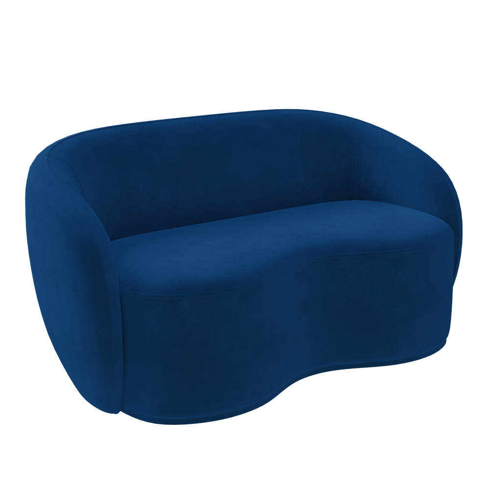 Conjunto 1 Sofá Living 180cm e 1 Poltrona Decorativa Sala de Estar Íbis Encosto Fixo Veludo Azul  Marinho G33 - Gran Belo
