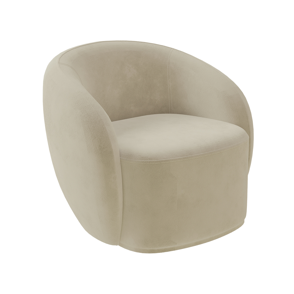 Conjunto 1 Sofá Living 180cm e 1 Poltrona Decorativa Sala de Estar Íbis Encosto Fixo Veludo Bege G33 - Gran Belo