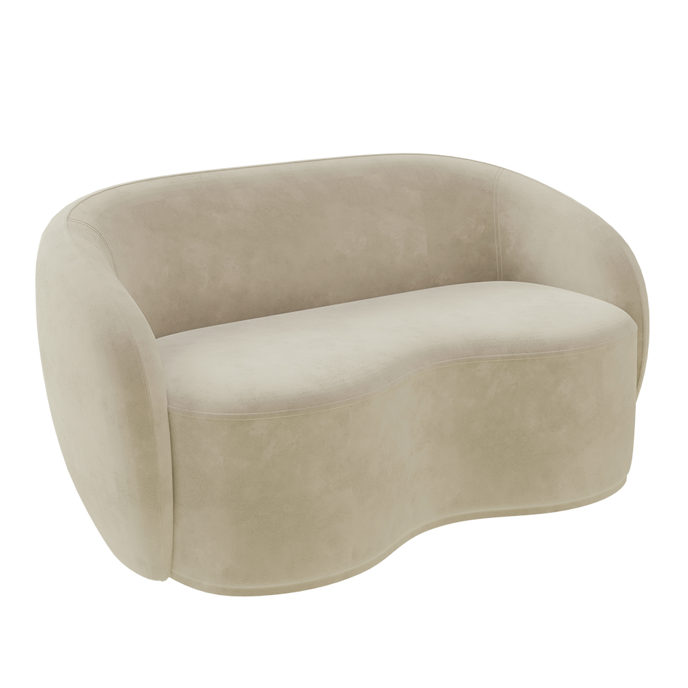 Conjunto 1 Sofá Living 180cm e 1 Poltrona Decorativa Sala de Estar Íbis Encosto Fixo Veludo Bege G33 - Gran Belo