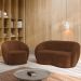 Conjunto 1 Sofá Living 180cm e 1 Poltrona Decorativa Sala de Estar Íbis Encosto Fixo Veludo Marrom G33 - Gran Belo