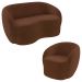 Conjunto 1 Sofá Living 180cm e 1 Poltrona Decorativa Sala de Estar Íbis Encosto Fixo Veludo Marrom G33 - Gran Belo