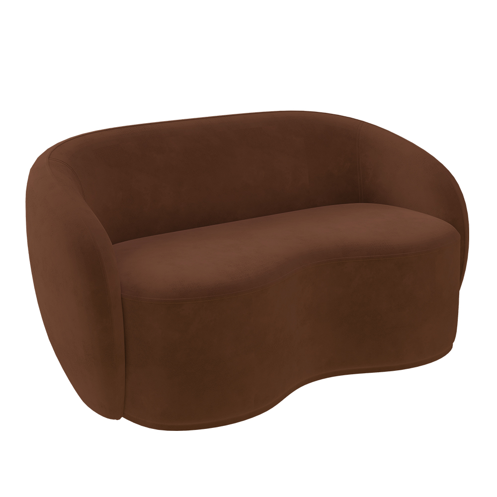 Conjunto 1 Sofá Living 180cm e 1 Poltrona Decorativa Sala de Estar Íbis Encosto Fixo Veludo Marrom G33 - Gran Belo
