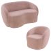Conjunto 1 Sofá Living 180cm e 1 Poltrona Decorativa Sala de Estar Íbis Encosto Fixo Veludo Rosê G33 - Gran Belo