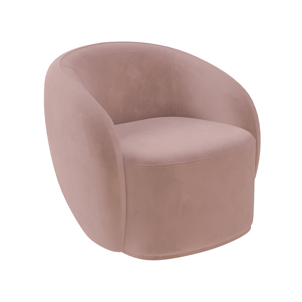 Conjunto 1 Sofá Living 180cm e 1 Poltrona Decorativa Sala de Estar Íbis Encosto Fixo Veludo Rosê G33 - Gran Belo