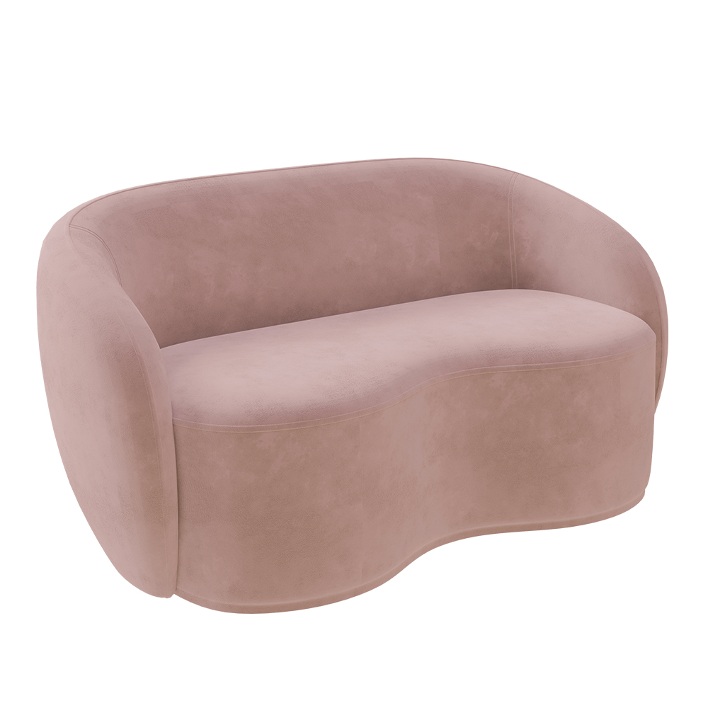 Conjunto 1 Sofá Living 180cm e 1 Poltrona Decorativa Sala de Estar Íbis Encosto Fixo Veludo Rosê G33 - Gran Belo