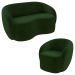 Conjunto 1 Sofá Living 180cm e 1 Poltrona Decorativa Sala de Estar Íbis Encosto Fixo Veludo Verde G33 - Gran Belo