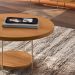 Conjunto 2 Mesas de Centro Decorativas Walker Pés Aço Tampo MDF/Tampo Vidro Cinamomo G26 - Gran Belo