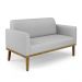 Conjunto 2 Poltronas e 1 Namoradeira Decorativa Isabella Pés Fixo em Madeira Castanho Linho Cinza G19 - Gran Belo