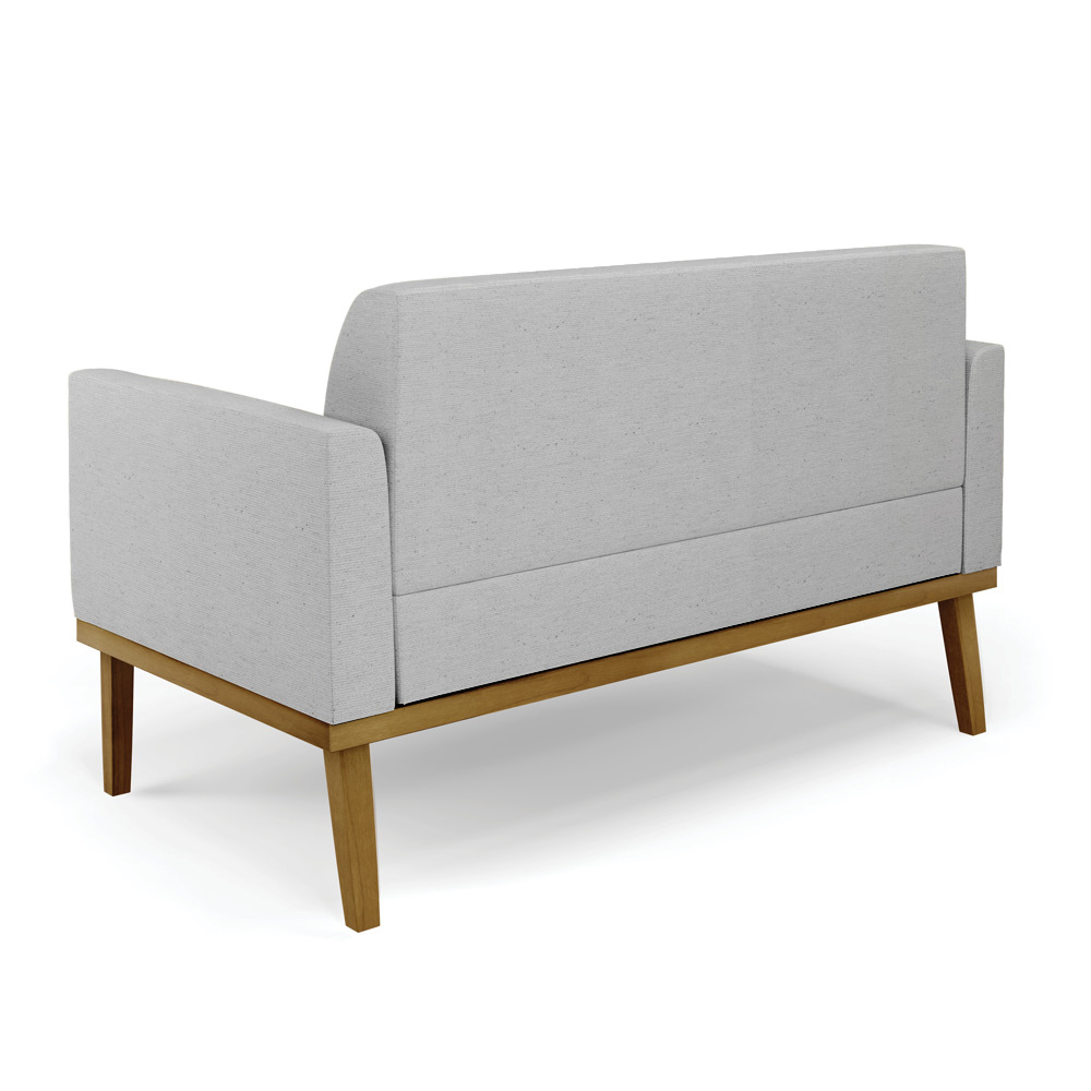 Conjunto 2 Poltronas e 1 Namoradeira Decorativa Isabella Pés Fixo em Madeira Castanho Linho Cinza G19 - Gran Belo