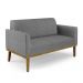 Conjunto 2 Poltronas e 1 Namoradeira Decorativa Isabella Pés Fixo em Madeira Castanho Linho Cinza Mesclado G19 - Gran Belo