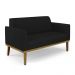 Conjunto 2 Poltronas e 1 Namoradeira Decorativa Isabella Pés Fixo em Madeira Castanho Linho Preto G19 - Gran Belo