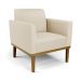 Conjunto 2 Poltronas e 1 Namoradeira Decorativa Isabella Pés Fixo em Madeira Castanho PU Bege G19 - Gran Belo