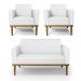 Conjunto 2 Poltronas e 1 Namoradeira Decorativa Isabella Pés Fixo em Madeira Castanho PU Branco G19 - Gran Belo