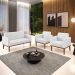 Conjunto 2 Poltronas e 1 Namoradeira Decorativa Isabella Pés Fixo em Madeira Castanho PU Branco G19 - Gran Belo