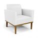 Conjunto 2 Poltronas e 1 Namoradeira Decorativa Isabella Pés Fixo em Madeira Castanho PU Branco G19 - Gran Belo