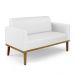 Conjunto 2 Poltronas e 1 Namoradeira Decorativa Isabella Pés Fixo em Madeira Castanho PU Branco G19 - Gran Belo