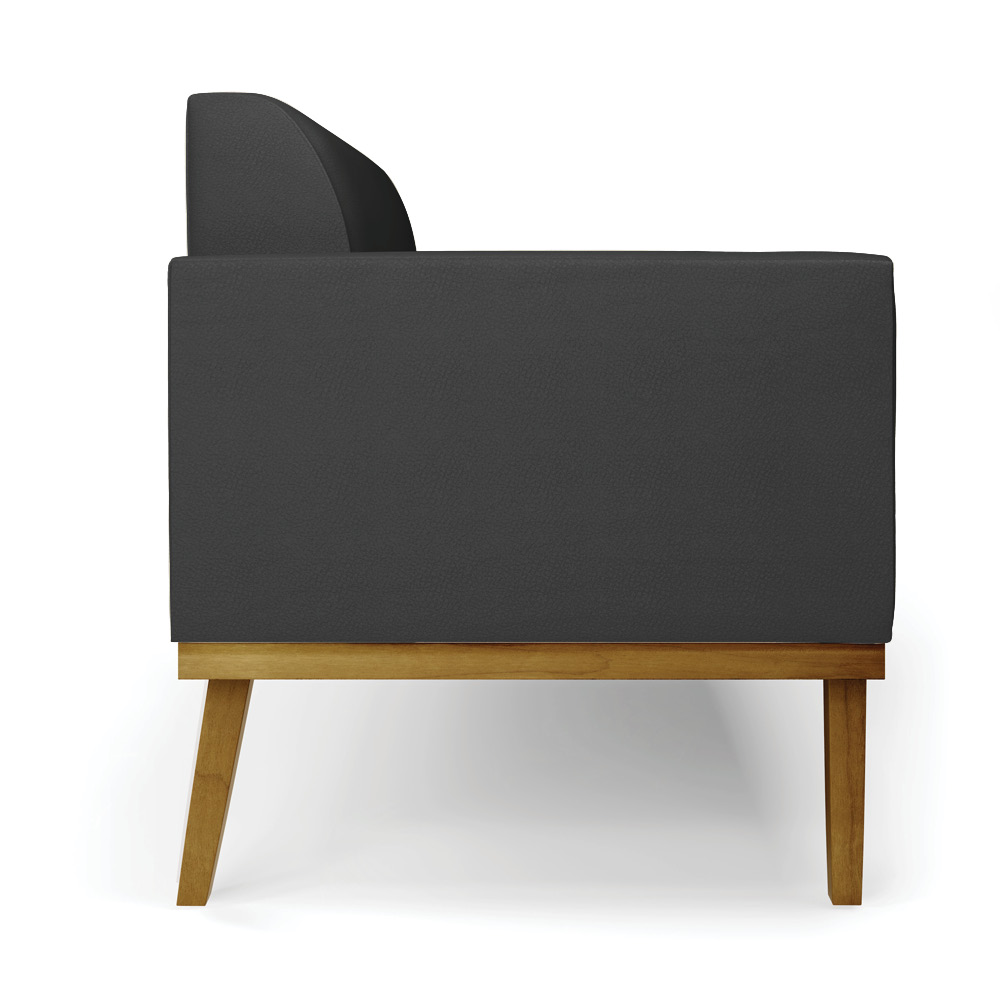 Conjunto 2 Poltronas e 1 Namoradeira Decorativa Isabella Pés Fixo em Madeira Castanho PU Preto G19 - Gran Belo