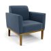 Conjunto 2 Poltronas e 1 Namoradeira Decorativa Isabella Pés Fixo em Madeira Castanho Suede Azul Marinho G19 - Gran Belo