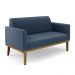 Conjunto 2 Poltronas e 1 Namoradeira Decorativa Isabella Pés Fixo em Madeira Castanho Suede Azul Marinho G19 - Gran Belo
