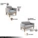 Conjunto 2 Poltronas e 1 Namoradeira Decorativa Isabella Pés Fixo em Madeira Castanho Suede Cinza G19 - Gran Belo