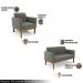 Conjunto 2 Poltronas e 1 Namoradeira Decorativa Isabella Pés Fixo em Madeira Castanho Suede Grafite G19 - Gran Belo