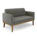 Conjunto 2 Poltronas e 1 Namoradeira Decorativa Isabella Pés Fixo em Madeira Castanho Suede Grafite G19 - Gran Belo