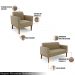 Conjunto 2 Poltronas e 1 Namoradeira Decorativa Isabella Pés Fixo em Madeira Castanho Suede Nude G19 - Gran Belo