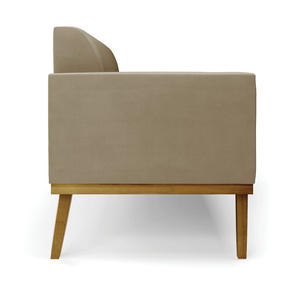 Conjunto 2 Poltronas e 1 Namoradeira Decorativa Isabella Pés Fixo em Madeira Castanho Suede Nude G19 - Gran Belo