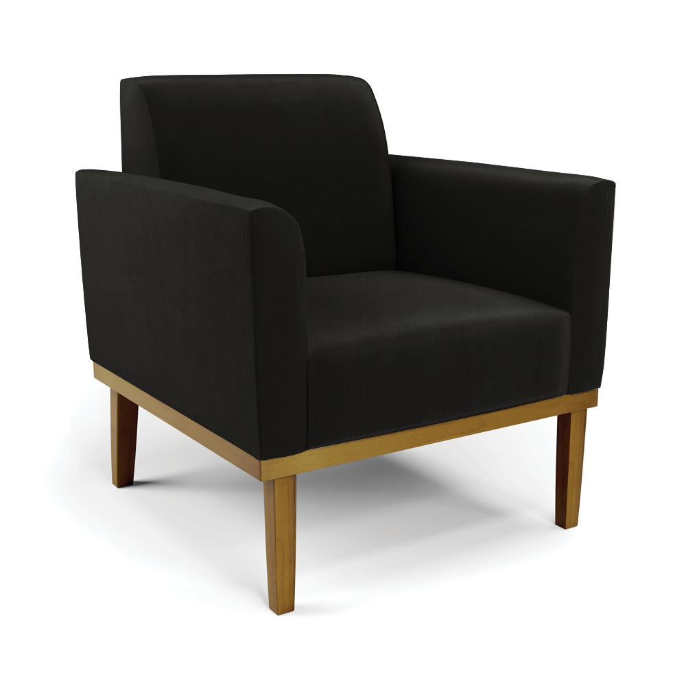 Conjunto 2 Poltronas e 1 Namoradeira Decorativa Isabella Pés Fixo em Madeira Castanho Suede Preto G19 - Gran Belo