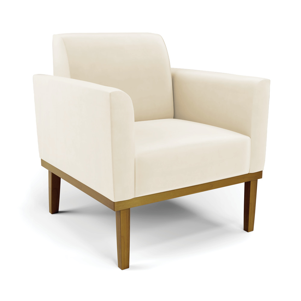 Conjunto 2 Poltronas e 1 Namoradeira Decorativa Isabella Pés Fixo em Madeira Castanho Veludo Bege G19 - Gran Belo