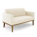 Conjunto 2 Poltronas e 1 Namoradeira Decorativa Isabella Pés Fixo em Madeira Castanho Veludo Bege G19 - Gran Belo