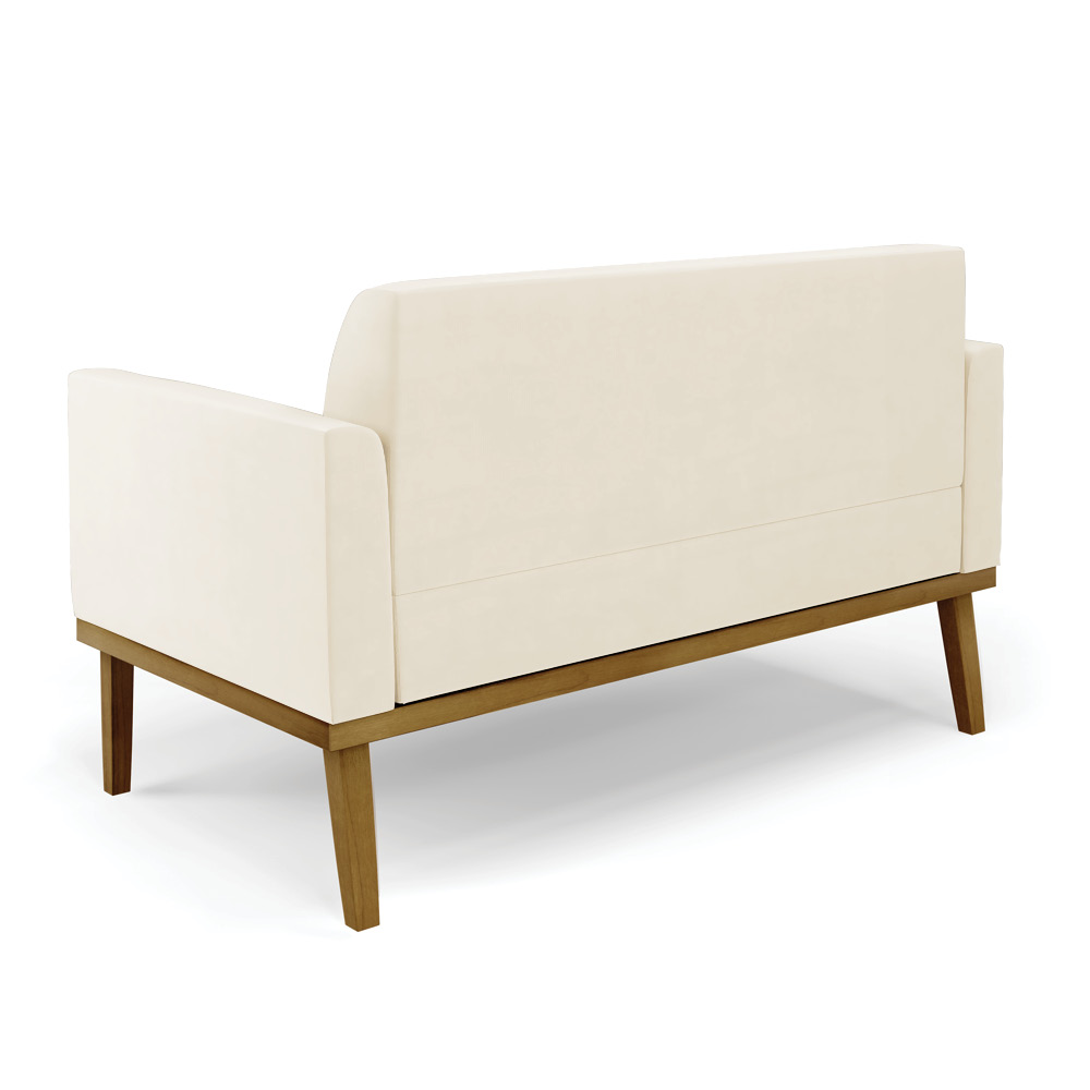 Conjunto 2 Poltronas e 1 Namoradeira Decorativa Isabella Pés Fixo em Madeira Castanho Veludo Bege G19 - Gran Belo