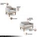 Conjunto 2 Poltronas e 1 Namoradeira Decorativa Isabella Pés Fixo em Madeira Castanho Veludo Cinza G19 - Gran Belo