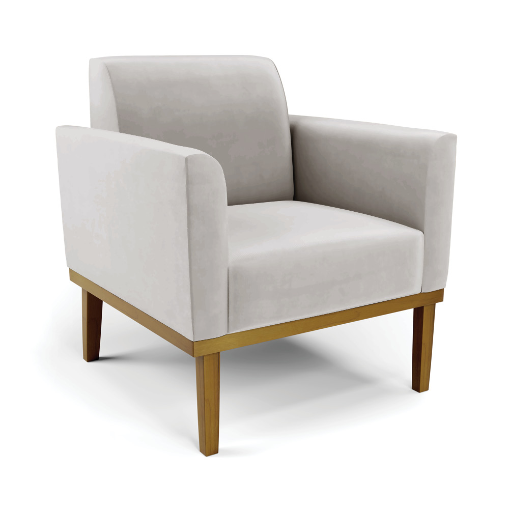 Conjunto 2 Poltronas e 1 Namoradeira Decorativa Isabella Pés Fixo em Madeira Castanho Veludo Cinza G19 - Gran Belo