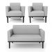 Conjunto 2 Poltronas e 1 Namoradeira Decorativa Isabella Pés Fixo em Madeira Preto Linho Cinza G19 - Gran Belo